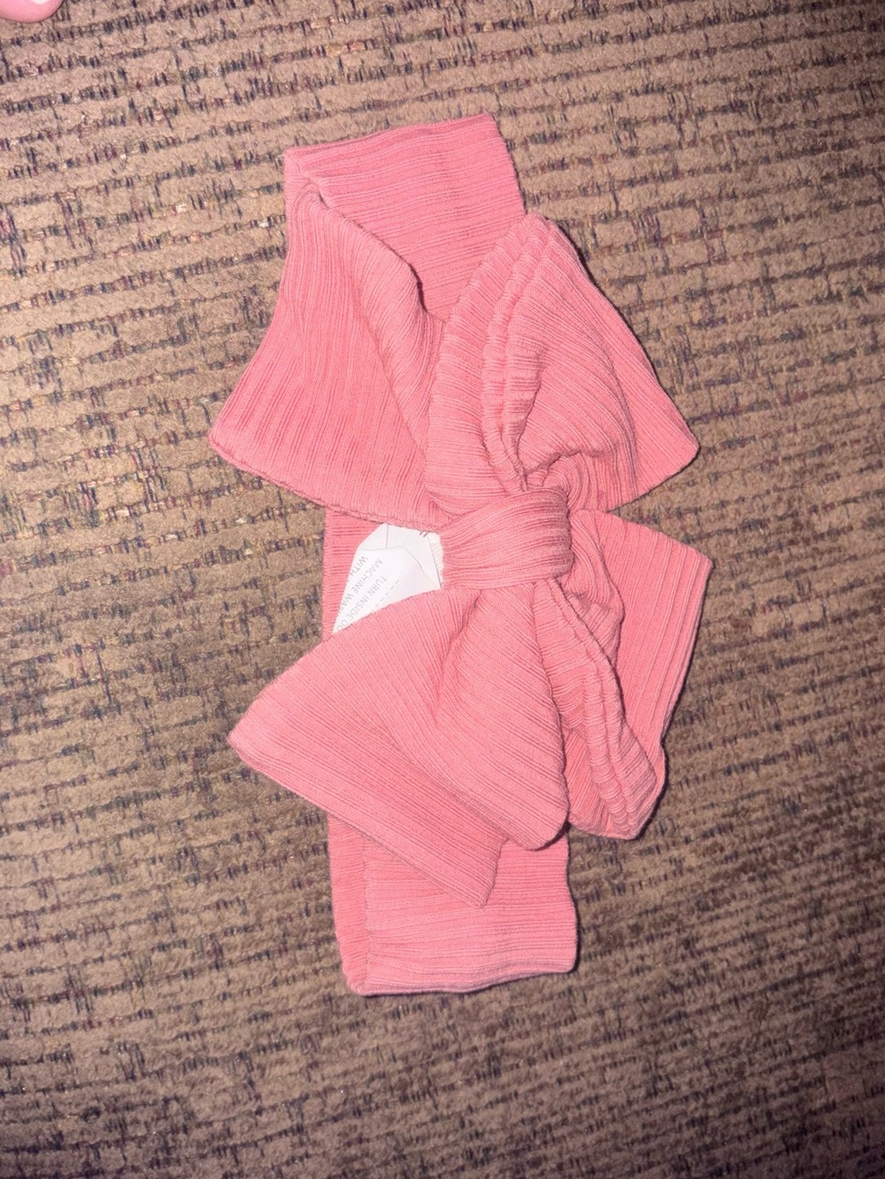 Mud Pie Pink Ribbed Bow Headband